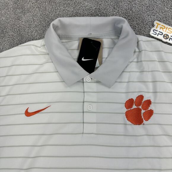 Clemson Tigers Polo Shirt Mens XL White Gray NCAA Football Nike Dri-FIT On Field - Picture 4 of 12